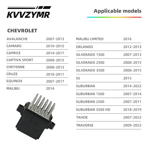 Image of AC Blower Motor Resistor Compatible with Chevrolet Silverado Tahoe Traverse Suburban Malibu Avalanche Equinox GMC YukonXL Sierra Acadia Cadillac Escalade CTS Buick Enclave,15141283 15-81638