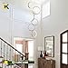 Benkut Modern LED Chandelier 6 Ring Gold LED Pendant Light Adjustable Height Hanging Ceiling Light Fixture Dimmable Chandelier Ceiling Hanging for Foyer, Entryway (98.5in 3000K-6500K)