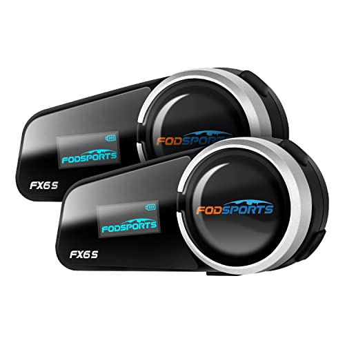 FODSPORTS バイク インカム FX6 S インカム 6人同時通話 Bluetooth5.0 ワイドFMラジオ バイク用 インカム LEDスクリーン付き HI-FI音質スピーカーいんかむ ユニバーサル インターコム IP65防水 ヘルメット用インカム 12時間連続使用 Bluetoothヘッドセットと接続可能 Siri音声対応 バイク用イヤホン 1000m通信距離 2種類マイク 操作簡単 日本語システム音声&説明書付き 技適マーク認証済み