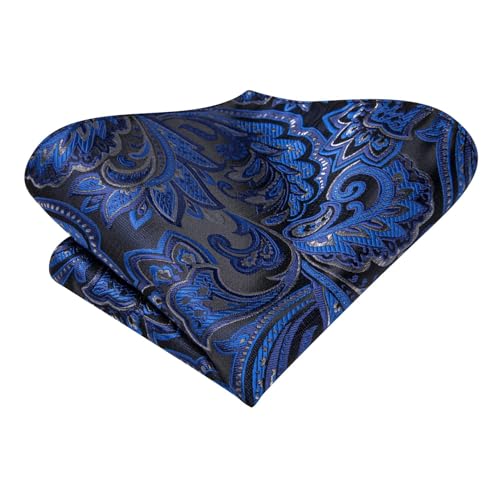 Image of Dubulle Mens Paisley Floral Silk Tie for Men Striped Necktie and Pocket Square Cufflinks Set Wedding Business