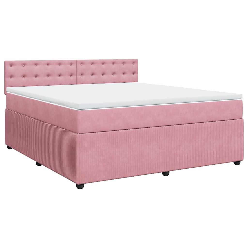 vidaXL Sommier à Lattes de lit avec Matelas Rose 180x200 cm Velours