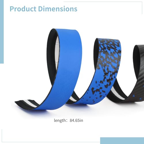 84.6-Inch Pu Handlebar Tape, Carbon Fiber Pattern Bar Wrap for Road & Gravel Bikes, Shock-Absorbing, Non-Slip Grip, Black & Blue Finish