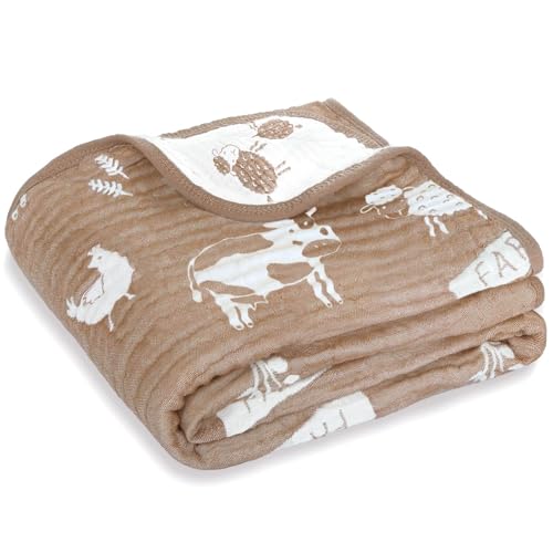 BOPRIO Ultra Soft Muslin Baby Blanket 6 Layers Neutral Swaddles B...