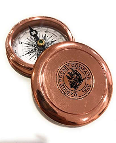 Brújula Antigua de Latón con Estuche de Cuero miniatura 4