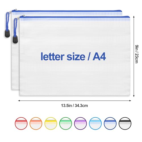 eoout 24pcs mesh zipper pouch bags a4 zipper bags for organizing storage waterproof zipper pouches letter size file bags for school toys puzzle board games and office supplies