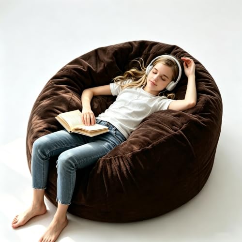 Image of Memory Foam Bean Bag Chair for Adults, 3FT Coffee