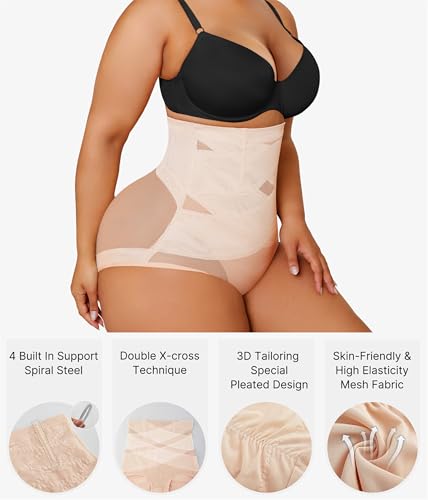 Image of Nebility Plus Size Shapewear for Women Tummy Control Butt Lifting Panties Hi- Waist Trainer Body Shaper Short Belly Underwear