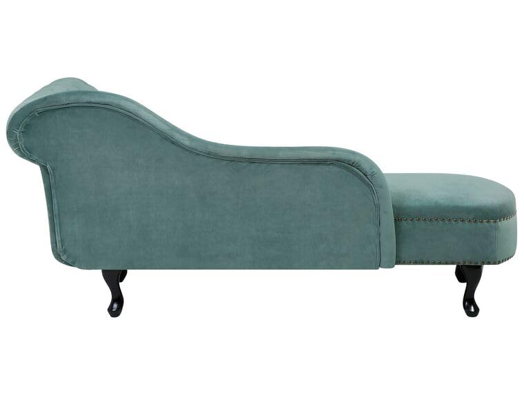 Image of Velvet Modern Chesterfield Chaise Lounge Couch 166 X 63 X 76 for Your Loving Space (Mint Green, Right Arm)