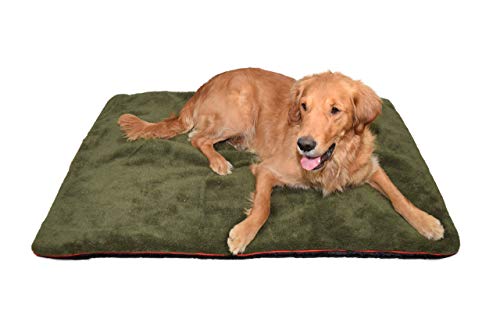 Romneys Petbed - Hundedecke Faserpelz | Robustes Material | Isolierende Thermo-Decke | Waschbar | rutschfest | 70 x 100 cm, Oliv