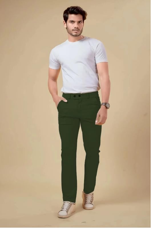 Image of NoseQueen Men's Slim Fit Cargo Trousers | Stretchable Formal Men Trousers | Stylish Slim Fit Trouser for Men | Polycotton Knitted Fabric Pant for Men's