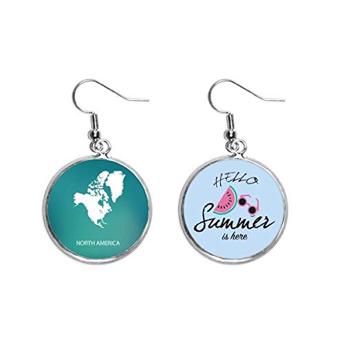 Pendientes de sandía y silueta de mapa joyería veraniega para lóbulo