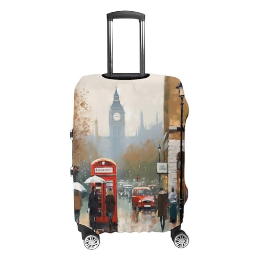 London Impression Luggage Cover, Washable Elastic Suitcase Cover Protector Fit 18-32 Inch Luggage4