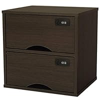 A*2様 KEYUCA ダークブラウン 木製チェスト 6段 ガラス引き出し(2段 OSMAC（インテリア） チェスト 幅26cm 6段 スリム 桐製 鍵付き