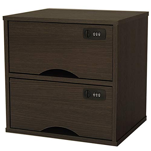 Amazon｜【完成品】キューブボックスα 木製2段引き出し ダイヤル錠2個 