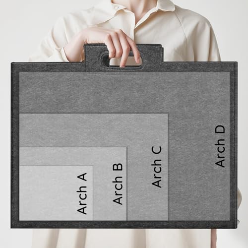 Image of ZKOO Felt Art Portfolio Bag, Large Art Portfolio with Handles, Sturdy Artist Storage Bag for Artwork, Poster, Sketching, and Drawing (24 x 36 inch)