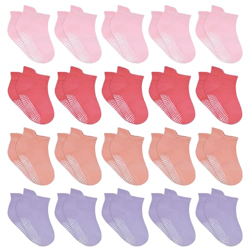 HYCLES Stoppersocken Kinder – 20 Paar ABS Socken Kinder Baby Jungen Mädchen Kleinkind Rutschfeste Socken Antirutsch Socken für 6-12 Monate