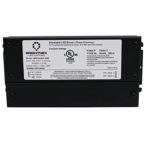 Image of LA LED Lighting 30W Dimmable LED Driver 24V Constant Voltage - Flicker-Free - UL, cUL, FCC - Class 2, Class P, Type HL - TRIAC /ELV /MLV - 100-277V AC Power Supply