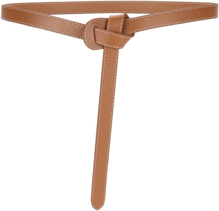 Belt For Women's Decoration Versatile Suit Soft Knotted Cowhide Belt With Dress