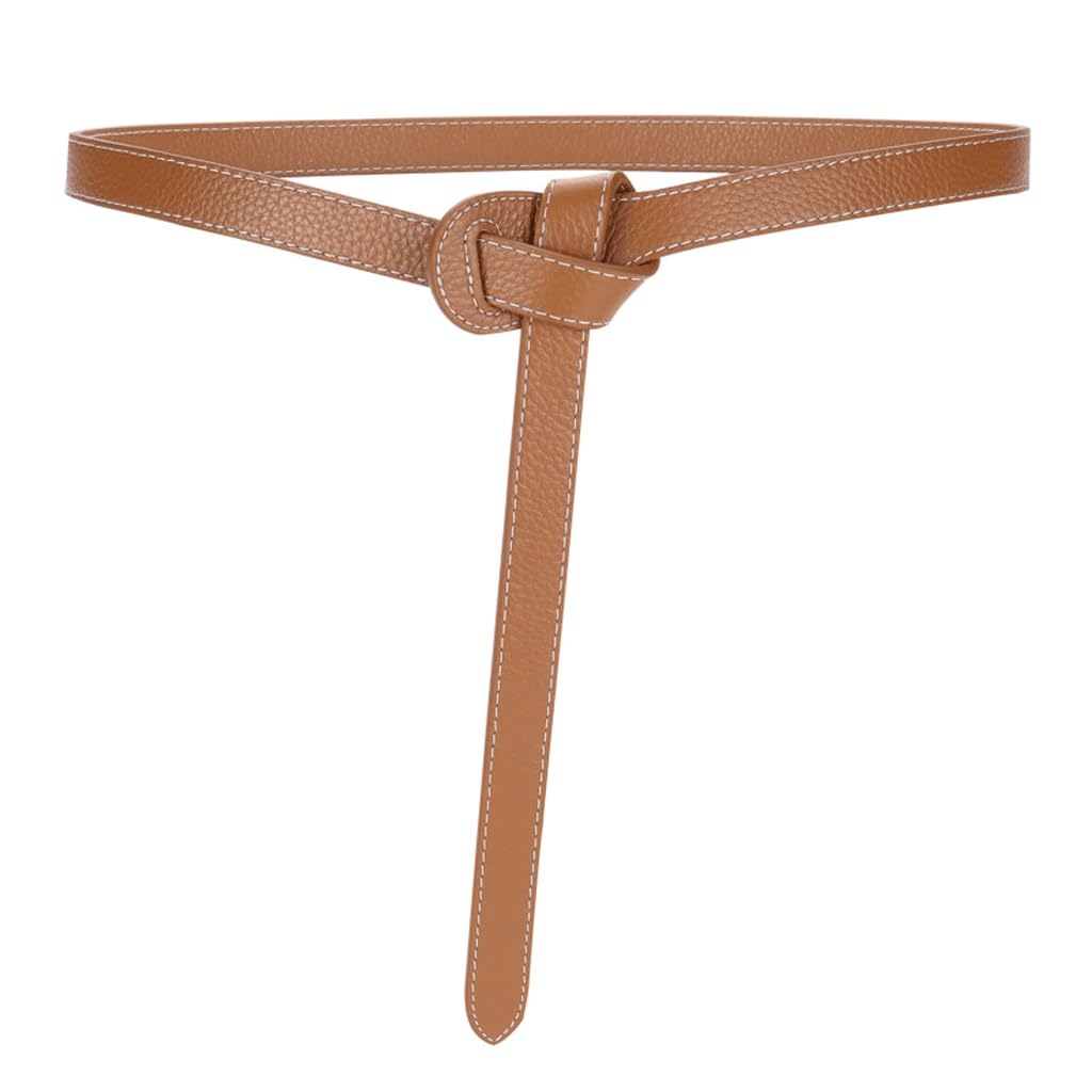 Belt for Womens Decoration Versatile Suit Soft Knotted Cowhide Belt with Dress