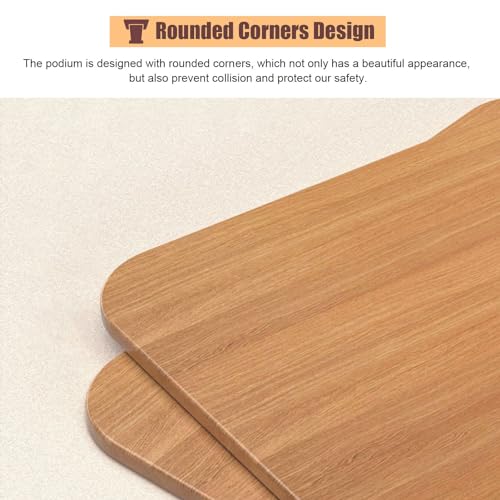 Atril de madera maciza de diseño premium podio portátil blanco para uso comercial 3