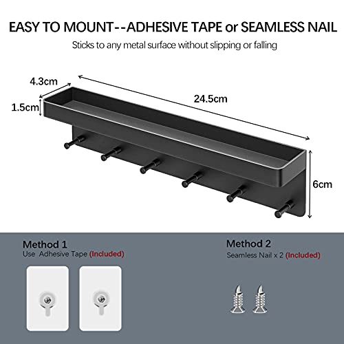 AIVORO Schlüsselbrett 2 Stück - Mit 12 Haken - Kein Bohren Nötig - Aluminium Schlüsselhalter
