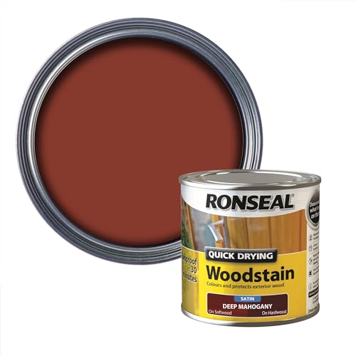 Ronseal QDWSDM250 250ml Woodstain Quick Dry Satin Deep - Mahogany