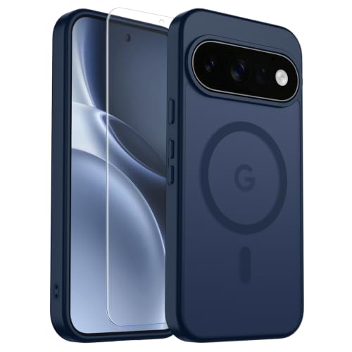 Image of SUPFINE Magnetic for Google Pixel 11 Case - Sapphire Blue | With Screen Protector,Translucent Matte,Built-in Magnets,Military Grade Drop Protection,Shockproof Phone Cover