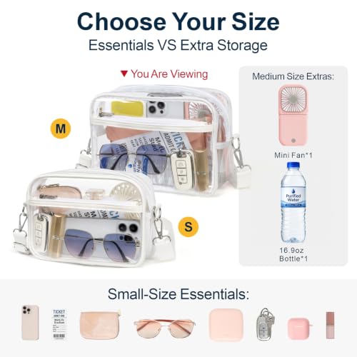 Image of PACKISM Clear Bag for Stadium Events - Small Clear Purse Crossbody Bag | Adjustable Wide Strap, 2 Easy Access Pockets, Thick 0.5mm PVC, for Sports Game Day Concerts Festival, Women Clear Stadium Bag