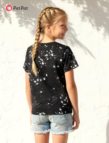 Image of PATPAT Girls Crewneck Short Sleeve Graphic Tees Animal Print Shirts Cute Summer Outfits 5-12 Years