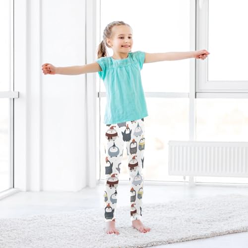 CaTaKu Girls Leggings Cute Penguins Colorful Leggings for Girls Kids Athletic Workout Yoga Pants Size 4-10T3
