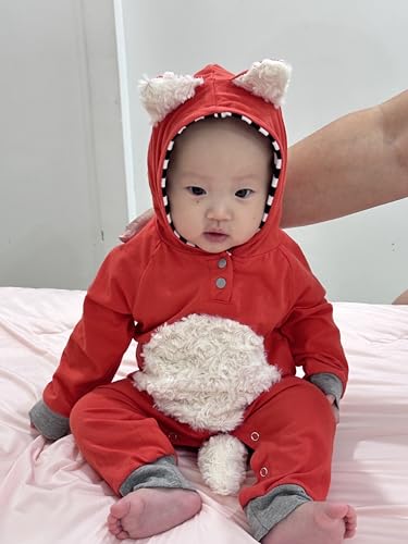 Newborn Baby Girl Boy Halloween Cosplay Cartoon Clothes Fox Coat Fur Bodysuit Jumpsuit Hooded Playsuit Romper Overall Outfit3
