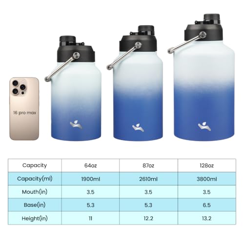 Image of Konokyo 64 oz Insulated Stainless Steel Water Bottle Jug with Handle