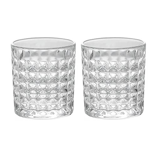 Gaolinci 2 Pcs Diamond Embossed Clear Glass Mouthwash Cup Cups, Bathroom Brushing Cup, 8 Oz #TOP21