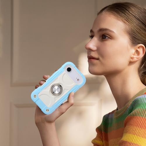 Image of MARKILL Compatible with iPhone with Built-in 360Rotating Ring Stand, Military Grade Drop Protection Full Body Rugged Heavy Duty Case Durable Cover (Ice Blue, iPhone Air)