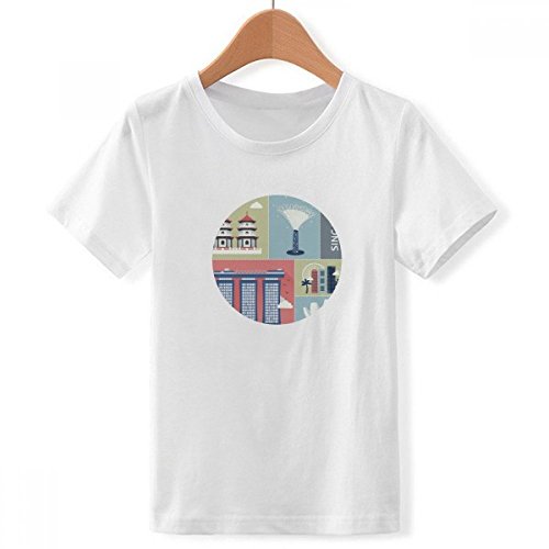 T-shirt Singapour Gratte-Ciel pour garçon, idéal pour l'école et les sorties urbaines d'été
