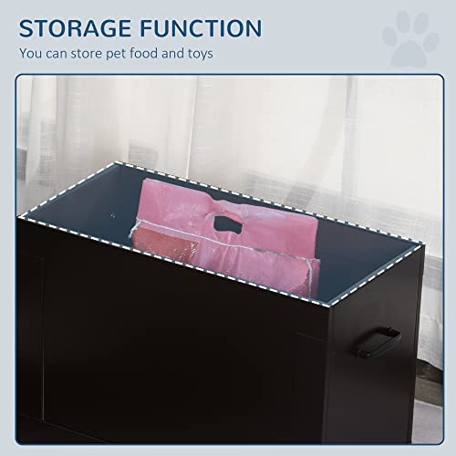 PawHut Erhöhter Hundenapf Futternapf mit Staumraum Wassernapf 2 x 2000ml Edelstahlnäpfen Hundenäpfe Fressnapf Futterstation für Hunde Katzen Espresso