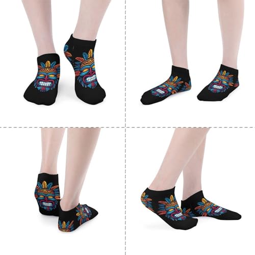 Hawaii Tiki Mask Printed Ankle Socks No Show Sock Low-Cut Athletic Socks for Men Women 1 Pair4