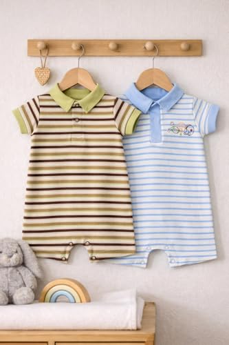 Image of TuddyBuddy 100% Cotton Romper /Jumpsuit /Bodysuit Set for Baby (Pack of 2 Playsuits)