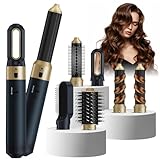 6 en 1 Cepillo Secador de Pelo,Hair Styler- Wrap 1000W,Cepillo de Aire Caliente Set, Elimina El Frizz, 3 Temperaturas, cepillo electrico Pelo, cepillo Alisador, Rizador, Voluminizador (Azul)