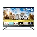 SYLVOX 32" 12V Smart RV TV, 1080P DC/AC Powered Television, Google TV & Assistant, Chromecast, HiFi Speakers, Bluetooth WiFi, Home Car Campervan Truck