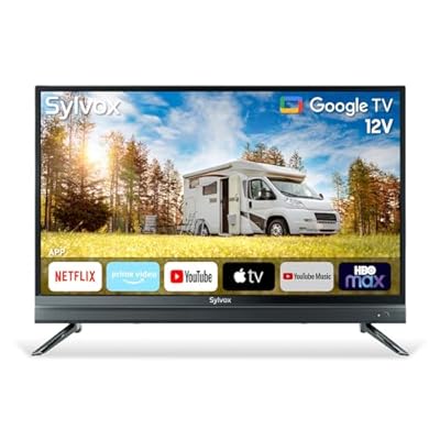 SYLVOX 32" 12V Smart RV TV, 1080P DC/AC Powered Television, Google TV & Assistant, Chromecast, HiFi Speakers, Bluetooth WiFi, Home Car Campervan Truck
