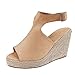 Produktbild Sandalen Damen Espadrilles Keilabsatz Wedges Schuhe Mit Absatz Sandaletten Strandschuhe Riemchensandalen Khaki 36 EU