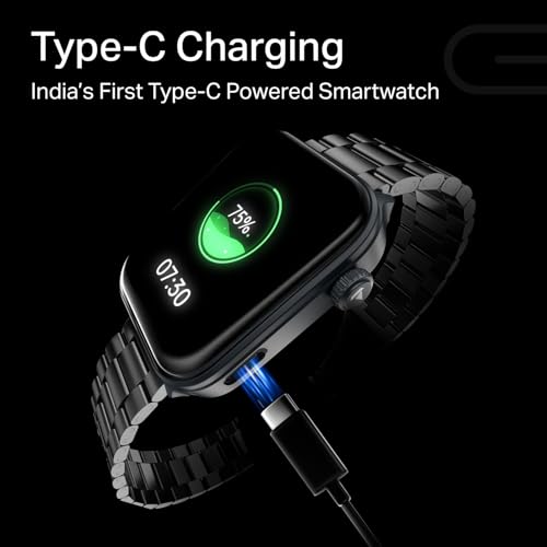 Image of boAt Storm Call 4 India's first Smartwatch with Type-C Charging,1.96 inch(4.97 cm) HD Display, Functional Crown, BT Calling, Sports Modes, Heart Rate, SpO2, Sleep & Stress Tracking, SOS, IP68(Steel Black)
