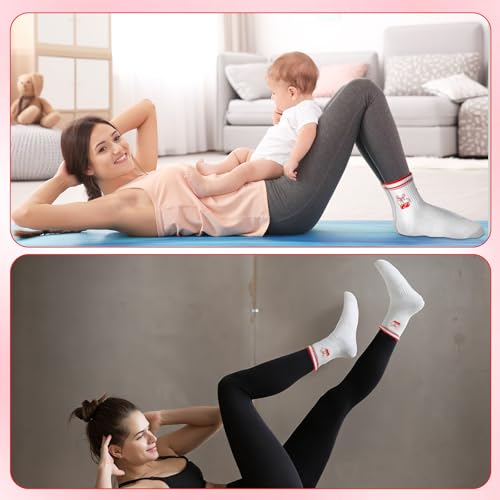 Pilates Grip Socks for Women, Grip Yoga Crew Cute Socks, Embroidery Cotton Sock for Yoga Barre Workout2