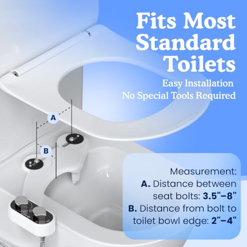 Image of CLEAR REAR Bidet Attachment for Toilet Seat - Non-Electric with Self Cleaning Dual Nozzles, Leak Proof Connectors, Adjustable Water Spray, Rear & Feminine Wash - Hygienic Bathroom Upgrades (White)