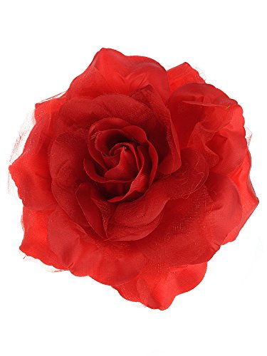 Image of Women's Multifunction Rose Flower Sheer Petal Brooch Pin Hair Tie Clip