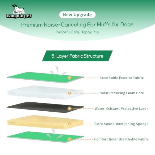 Image of Dog Ear Cover, Green, M (Head Size: 14 inch-19 inch) | Noise Protection & Anxiety Relief, Adjustable No Shake Ear Wrap