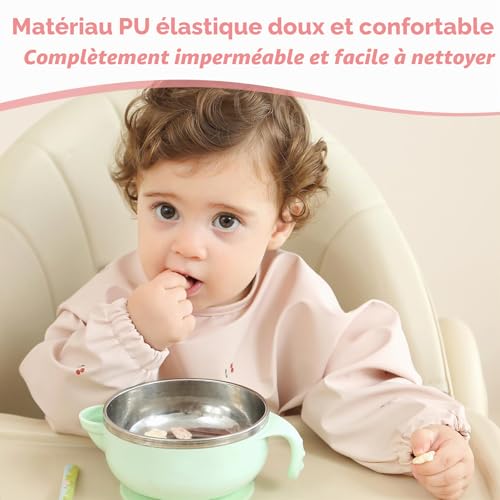 PewinGo Bavette de Sevrage Avec Manches Longues & BLW-2PCS, Matière Douce et Agréable à la Peau, Imperméable, Facile à Nettoyer et Lavable en Machine, Pour Bébés, Infants en Bas âge et Jeunes – vue 3