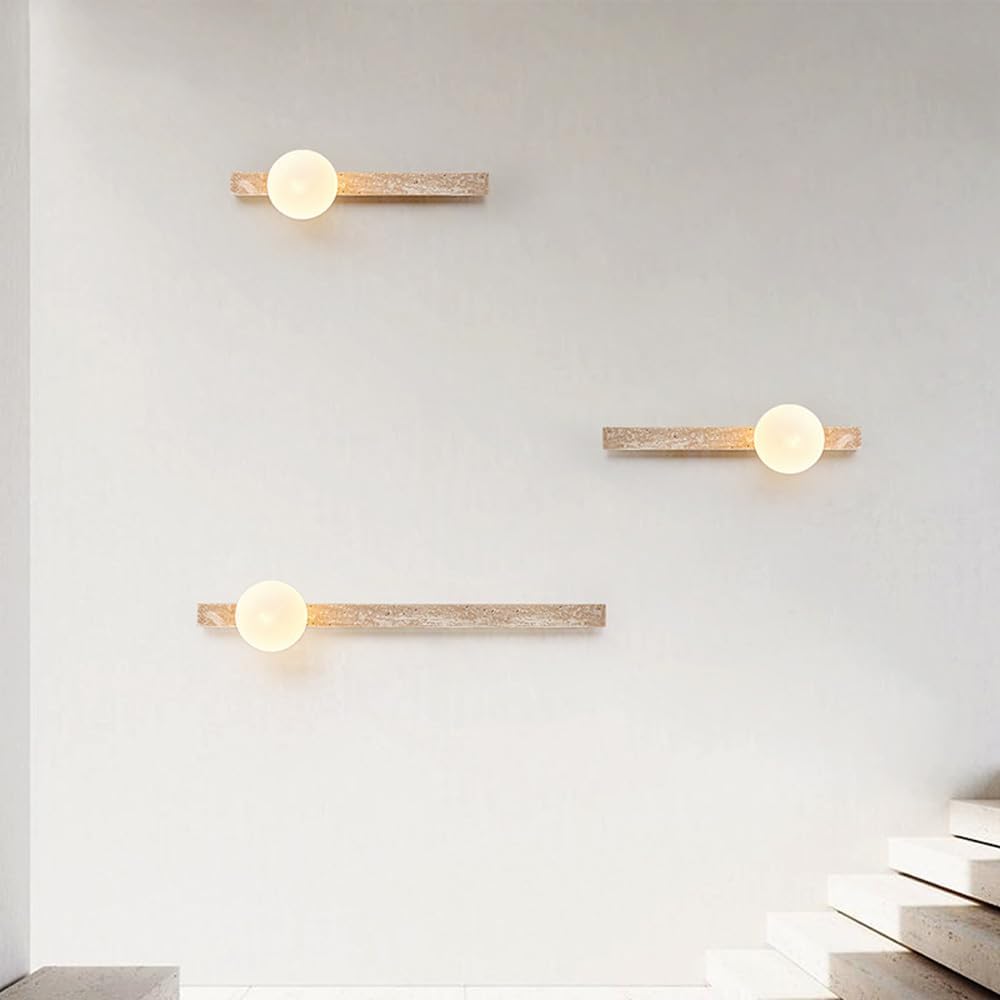 Mid Century Linear LED Light Fixture Wall Mount Modern Home Decoration Marble Stone Wall Lamp Long Strip Indoor Up Down Wall Sconce Farmhouse Milk Glass Lighting for Hallway Bedroom
