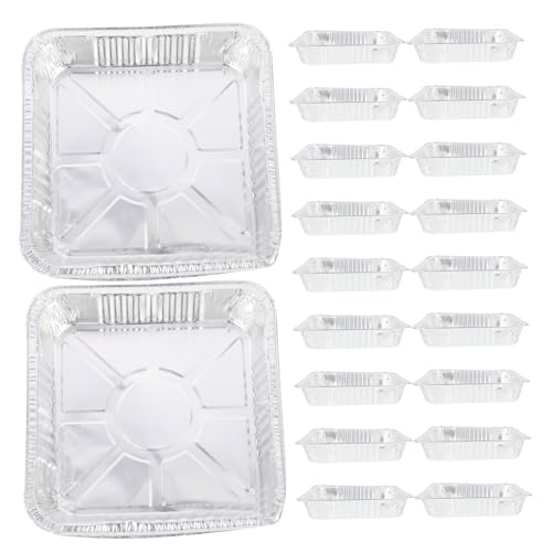 FONDOTIN 20個 アルミホイル製正方形トレイ 耐熱オーブン グリル エアフライヤー対応 軽量コンパクトで持ち運び簡単 バーベキューやパーティ